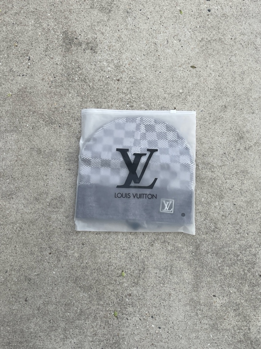 Louis Vuitton Grey and White Damier Azur Half-Moon Pouch